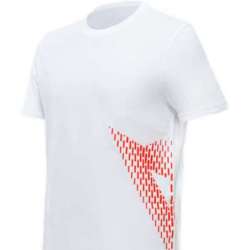 T-shirt Dainese Big Logo blanc-rouge fluo